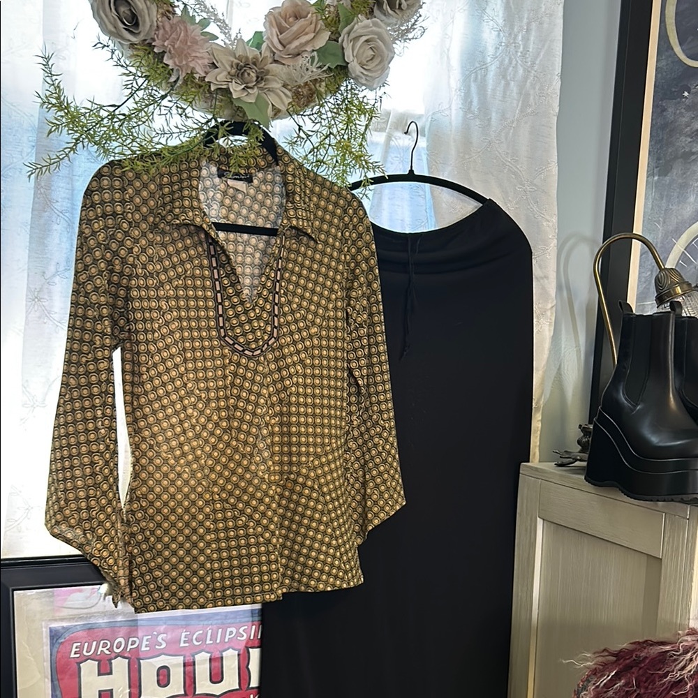 90’s Geometric Print Blouse Bell sleeves